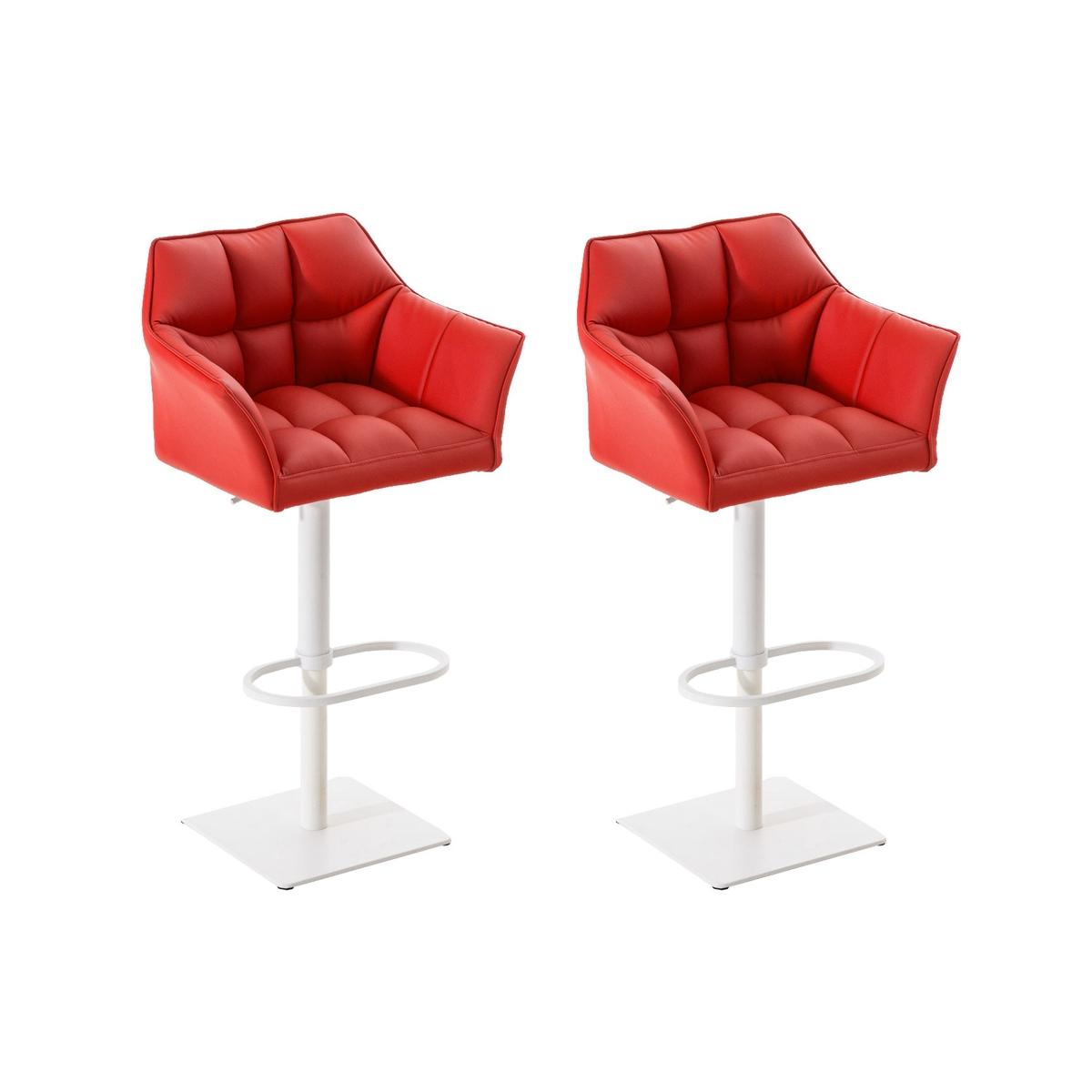 2er Set Barhocker HLO-CP1 Kunstleder wei ~ rot
