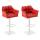 2er Set Barhocker HLO-CP1 Kunstleder wei ~ rot