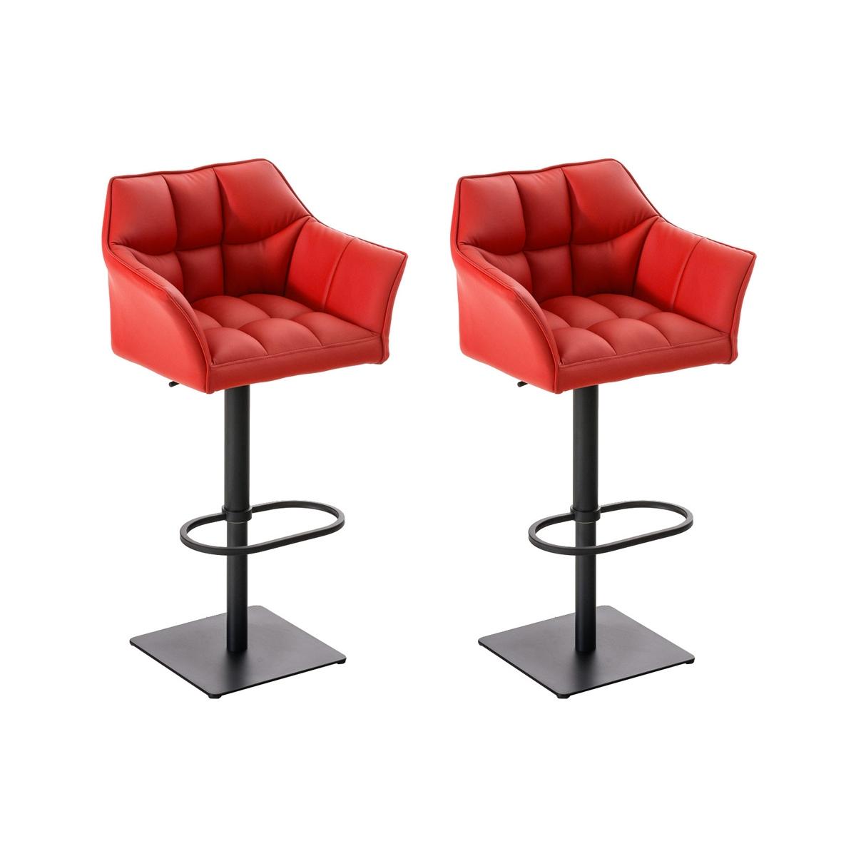 2er Set Barhocker HLO-CP1 Kunstleder schwarz ~ rot