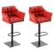 2er Set Barhocker HLO-CP1 Kunstleder schwarz ~ rot