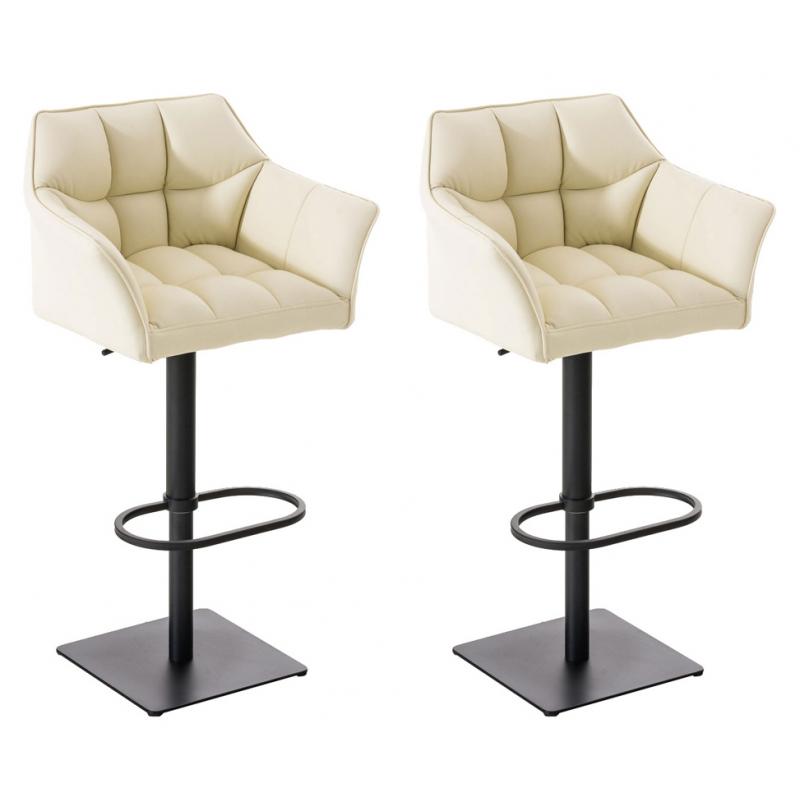 2er Set Barhocker HLO-CP1 Kunstleder schwarz ~ creme
