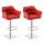 2er Set Barhocker HLO-CP1 Kunstleder edelstahl ~ rot