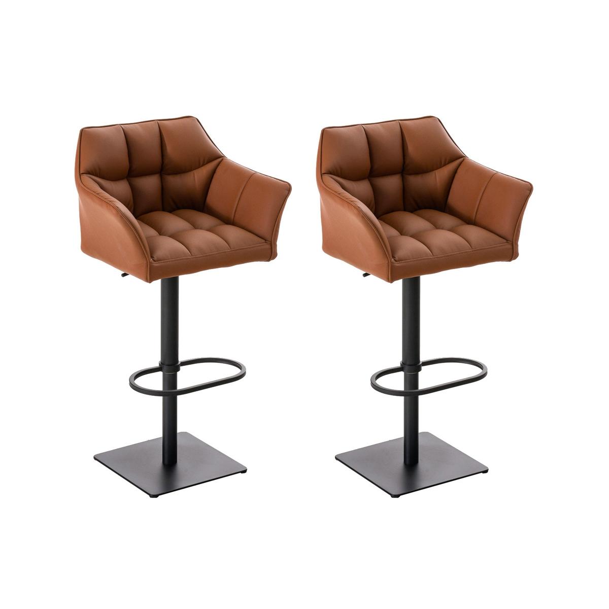 2er Set Barhocker HLO-CP1 Kunstleder schwarz ~ hellbraun