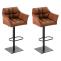 2er Set Barhocker HLO-CP1 Kunstleder schwarz ~ hellbraun