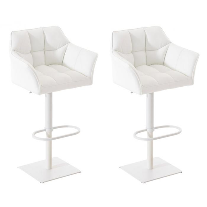 2er Set Barhocker HLO-CP1 Kunstleder wei ~ wei