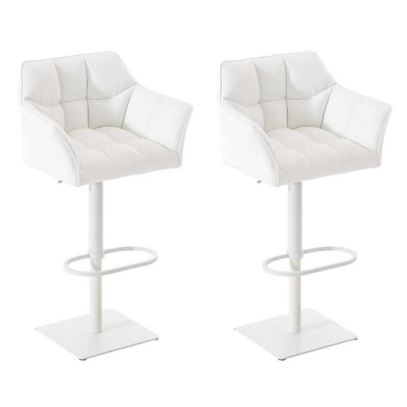 2er Set Barhocker HLO-CP1 Kunstleder wei ~ wei