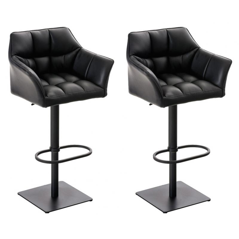 2er Set Barhocker HLO-CP1 Kunstleder schwarz ~ schwarz