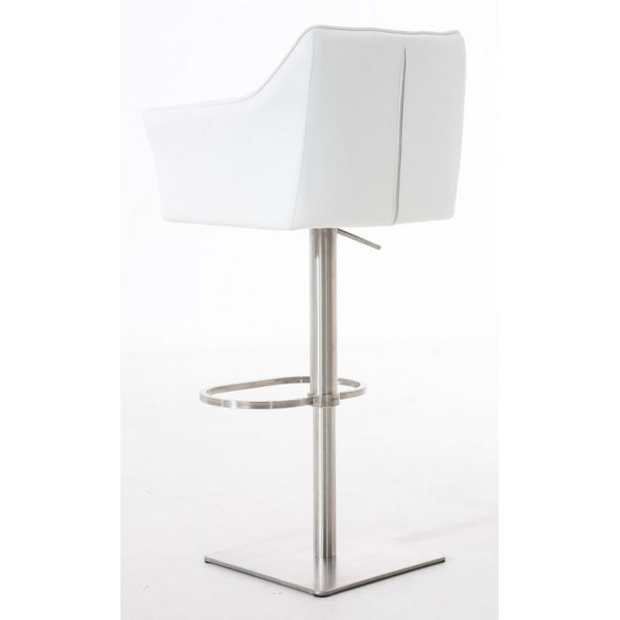 2er Set Barhocker HLO-CP1 Kunstleder edelstahl ~ wei