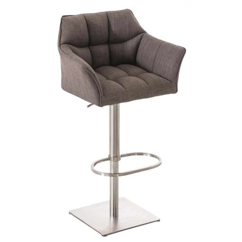 2er Set Barhocker HLO-CP1 Stoff edelstahl ~ grau