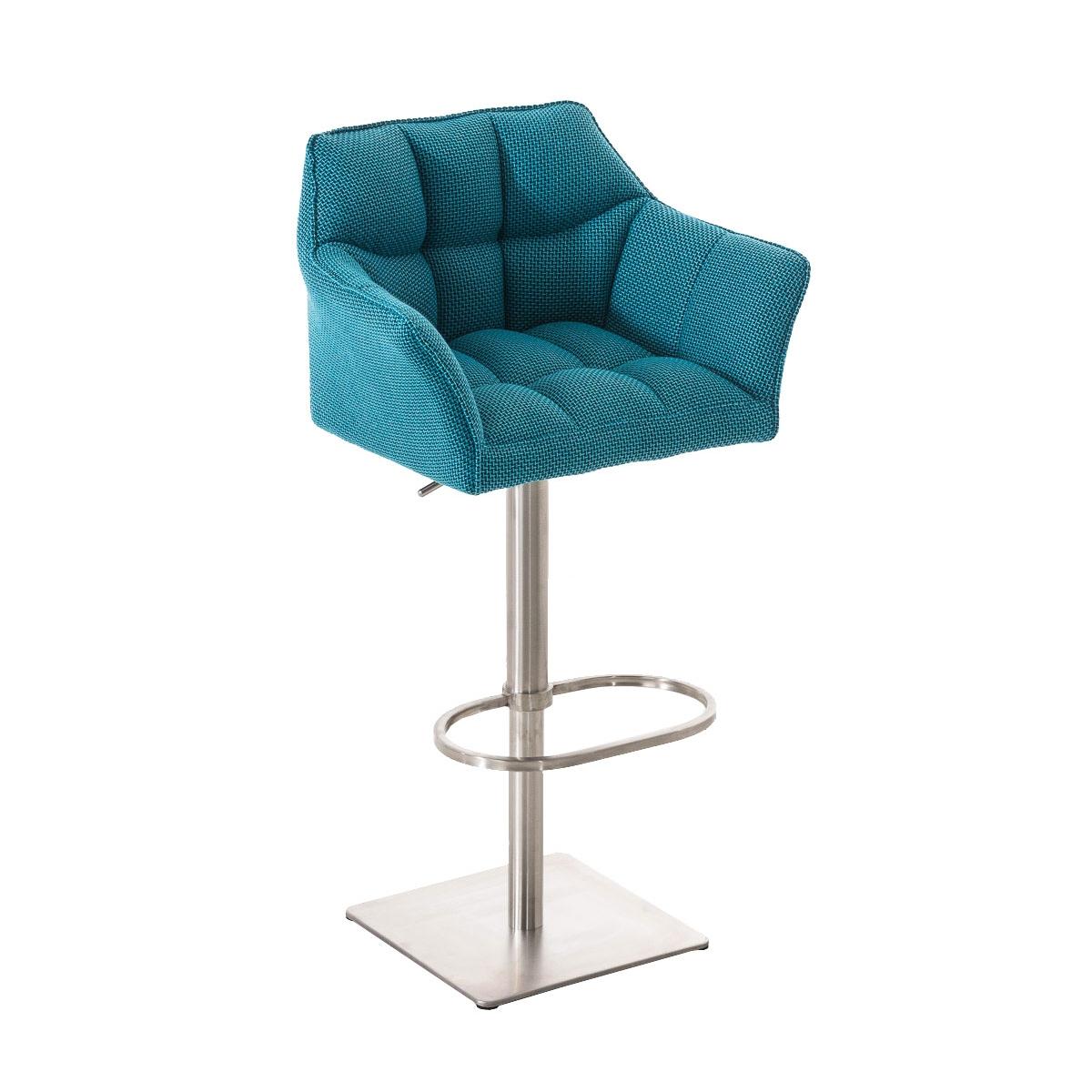 2er Set Barhocker HLO-CP1 Stoff edelstahl ~ trkis