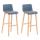 2er Set Barhocker HLO-CP20 Stoff Natura ~ blau
