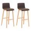 2er Set Barhocker HLO-CP20 Stoff Natura ~ braun