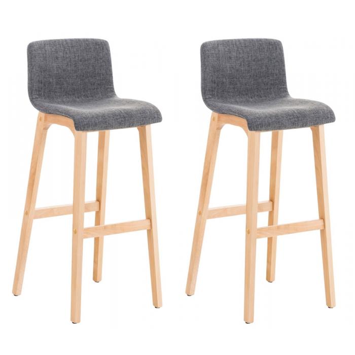 2er Set Barhocker HLO-CP20 Stoff Natura ~ hellgrau