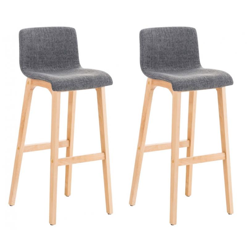 2er Set Barhocker HLO-CP20 Stoff Natura ~ hellgrau