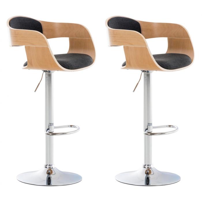 2er Set Barhocker HLO-CP235 Stoff ~ natura/dunkelgrau