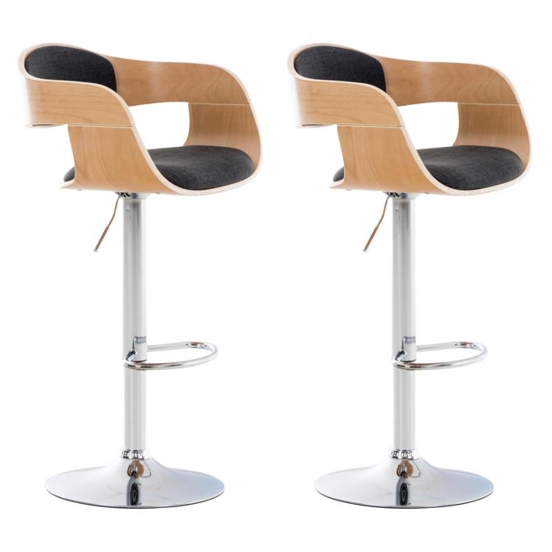 2er Set Barhocker HLO-CP235 Stoff ~ natura/dunkelgrau