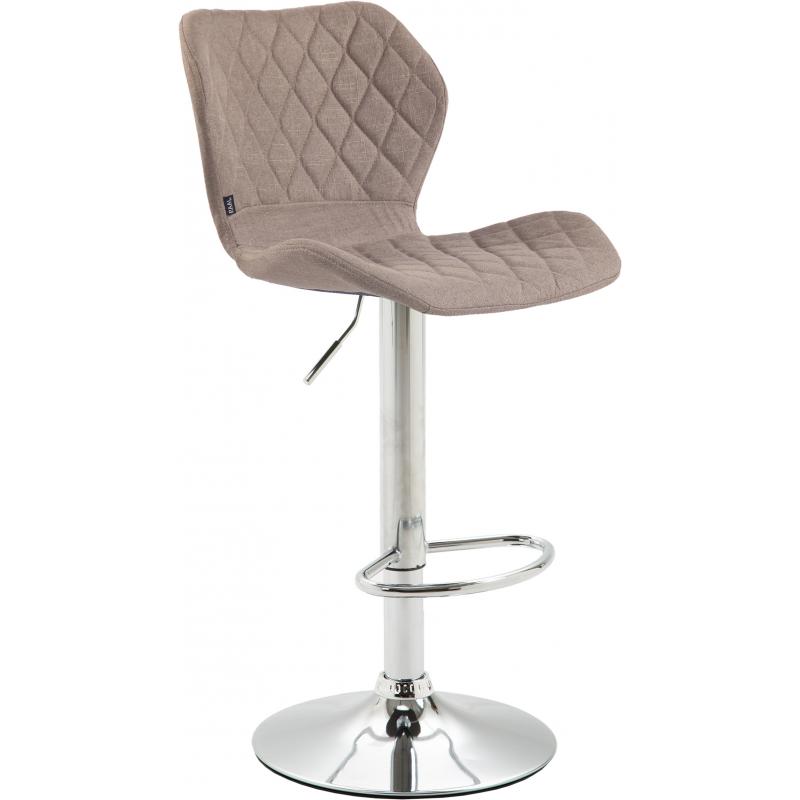 Barhocker HLO-CP14 Stoff chrom ~ taupe