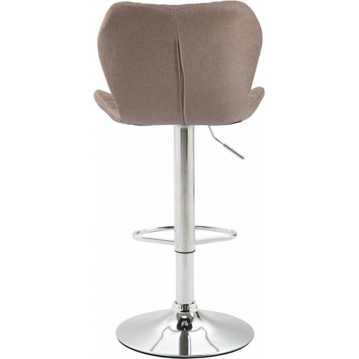 Barhocker HLO-CP14 Stoff chrom ~ taupe