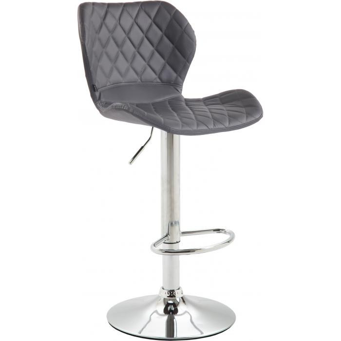 Barhocker HLO-CP14 Kunstleder chrom ~ grau