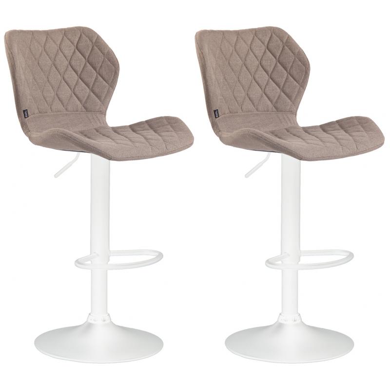 2er Set Barhocker HLO-CP14 Stoff wei ~ taupe