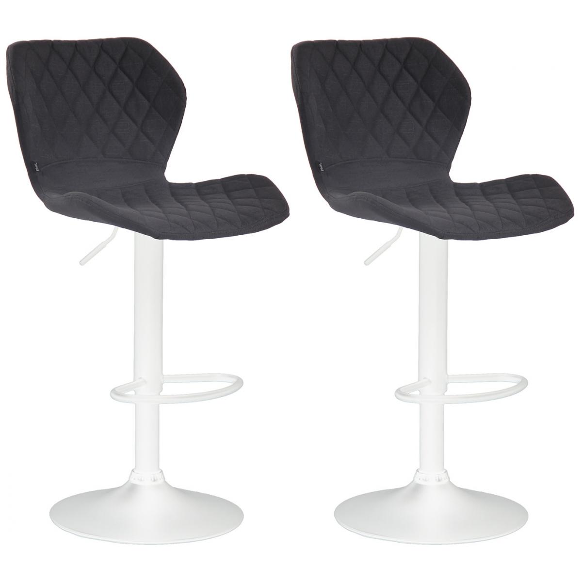 2er Set Barhocker HLO-CP14 Stoff wei ~ schwarz