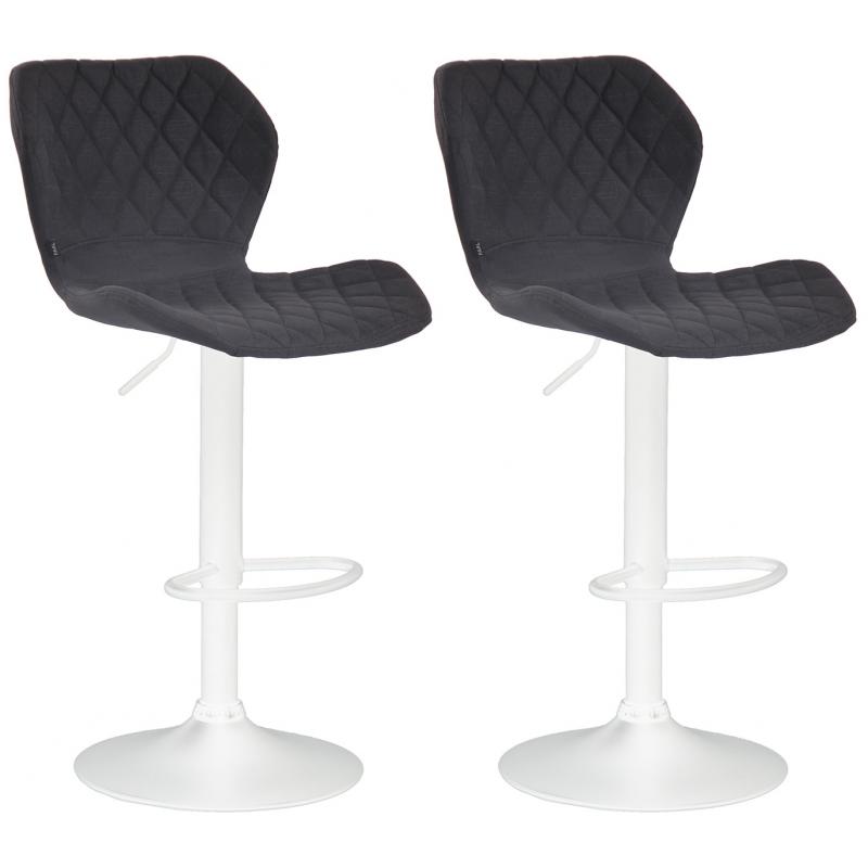 2er Set Barhocker HLO-CP14 Stoff wei ~ schwarz