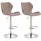 2er Set Barhocker HLO-CP14 Stoff chrom ~ taupe