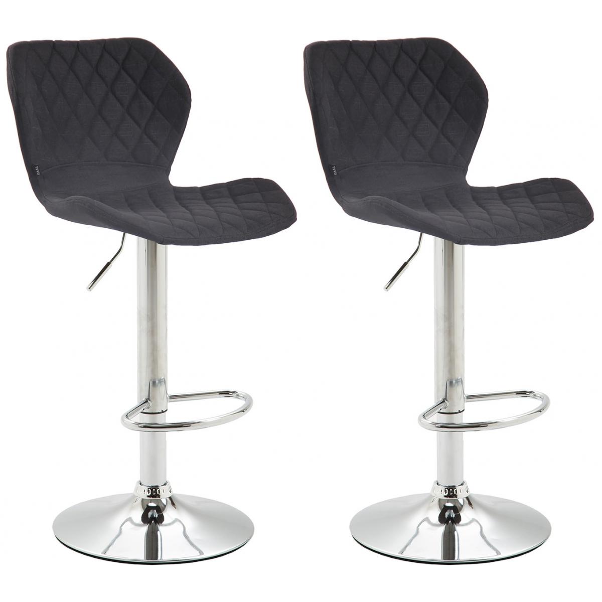 2er Set Barhocker HLO-CP14 Stoff chrom ~ schwarz