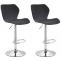 2er Set Barhocker HLO-CP14 Stoff chrom ~ schwarz