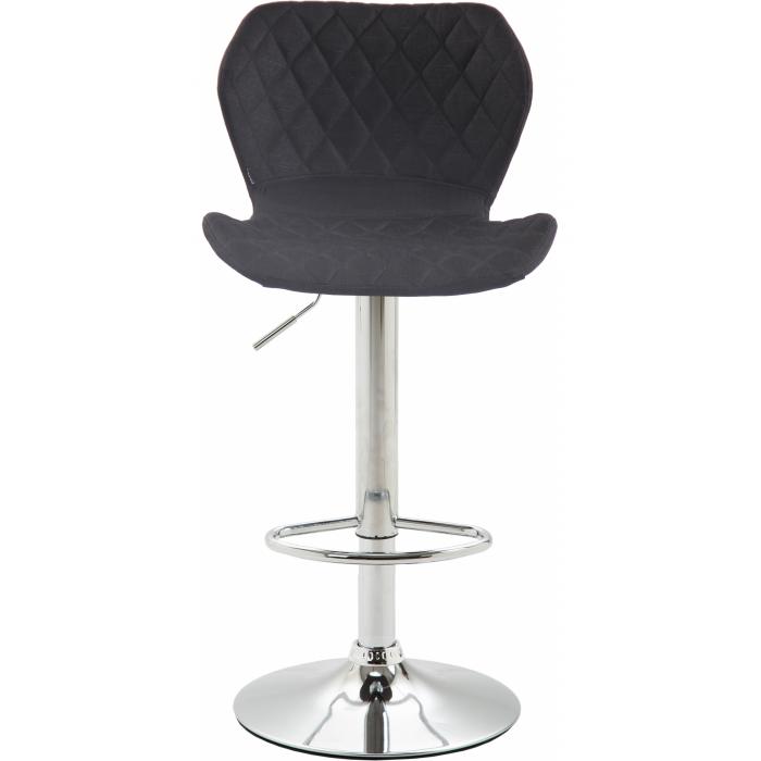 2er Set Barhocker HLO-CP14 Stoff chrom ~ schwarz