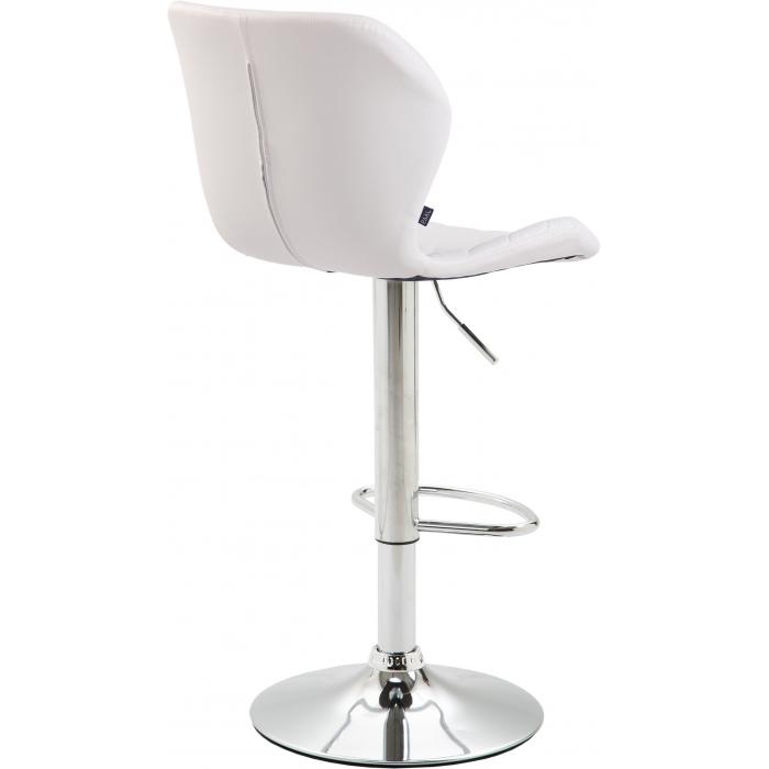 2er Set Barhocker HLO-CP14 Kunstleder chrom ~ wei