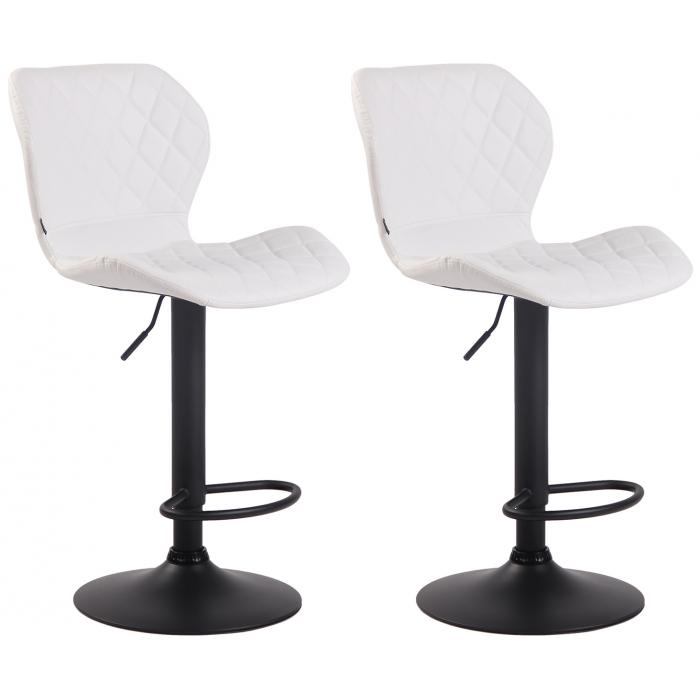 2er Set Barhocker HLO-CP14 Kunstleder schwarz ~ weiß