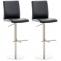2er Set Barhocker HLO-CP10 Kunstleder edelstahl ~ schwarz