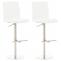 2er Set Barhocker HLO-CP10 Kunstleder edelstahl ~ wei