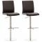 2er Set Barhocker HLO-CP10 Kunstleder edelstahl ~ braun