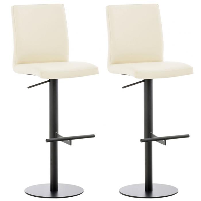 2er Set Barhocker HLO-CP10 Kunstleder schwarz ~ creme