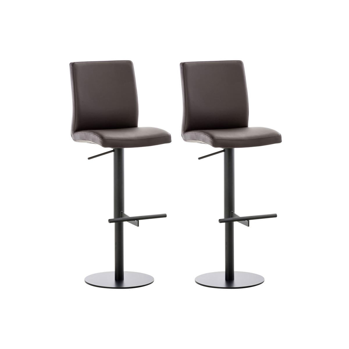 2er Set Barhocker HLO-CP10 Kunstleder schwarz ~ braun