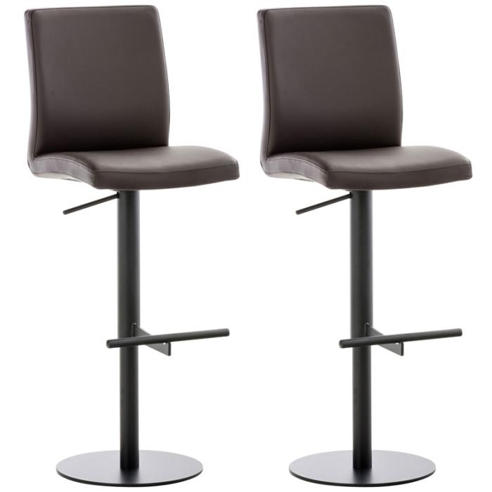 2er Set Barhocker HLO-CP10 Kunstleder schwarz ~ braun