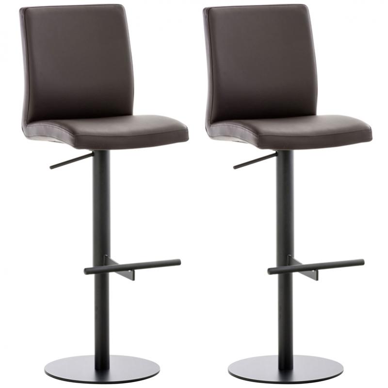 2er Set Barhocker HLO-CP10 Kunstleder schwarz ~ braun