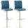 2er Set Barhocker HLO-CP10 Stoff edelstahl ~ blau