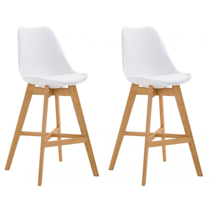 2er Set Barhocker HLO-CP12 Kunststoff natura ~ wei