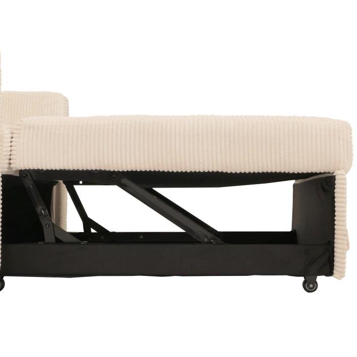 Schlafsessel HWC-L90, Klappsessel Gstebett Relaxsessel, Liegeflche 200x100cm Stoff/Textil Cord ~ creme-wei