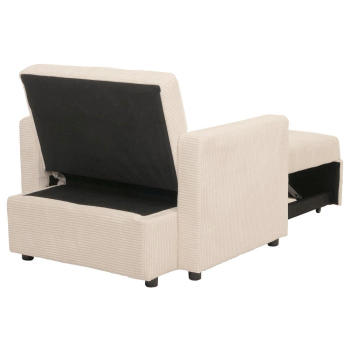 Schlafsessel HWC-L90, Klappsessel Gstebett Relaxsessel, Liegeflche 200x100cm Stoff/Textil Cord ~ creme-wei