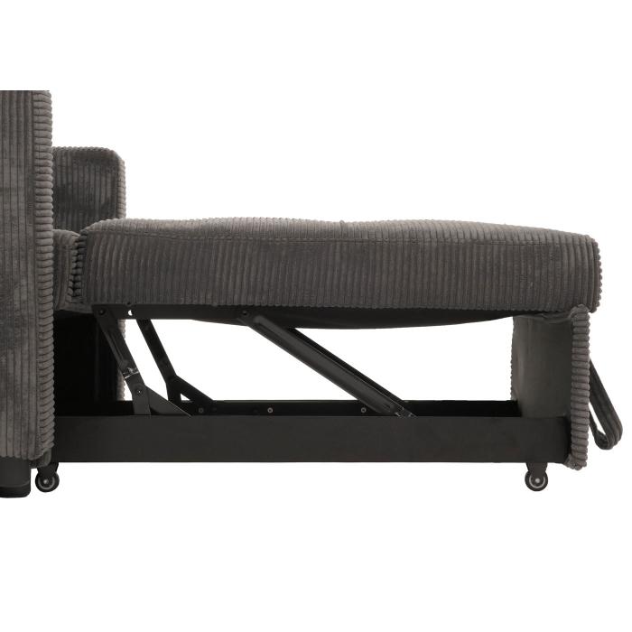 Schlafsessel HWC-L90, Klappsessel Gstebett Relaxsessel, Liegeflche 200x100cm Stoff/Textil Cord ~ dunkelgrau