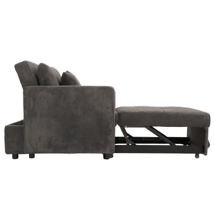 Schlafsessel HWC-L90, Klappsessel Gstebett Relaxsessel, Liegeflche 200x100cm Stoff/Textil Cord ~ dunkelgrau