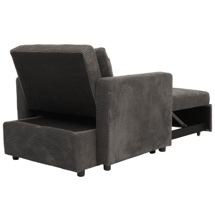 Schlafsessel HWC-L90, Klappsessel Gstebett Relaxsessel, Liegeflche 200x100cm Stoff/Textil Cord ~ dunkelgrau
