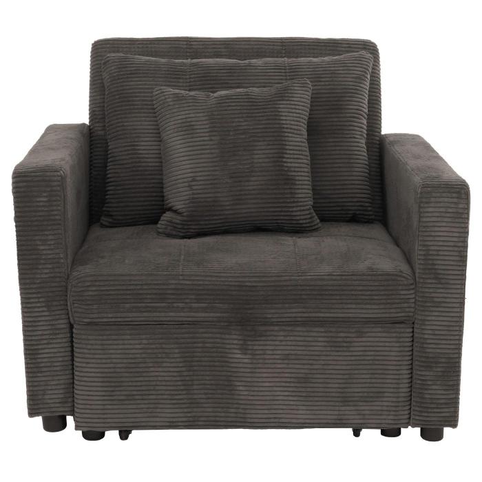 Schlafsessel HWC-L90, Klappsessel Gstebett Relaxsessel, Liegeflche 200x100cm Stoff/Textil Cord ~ dunkelgrau