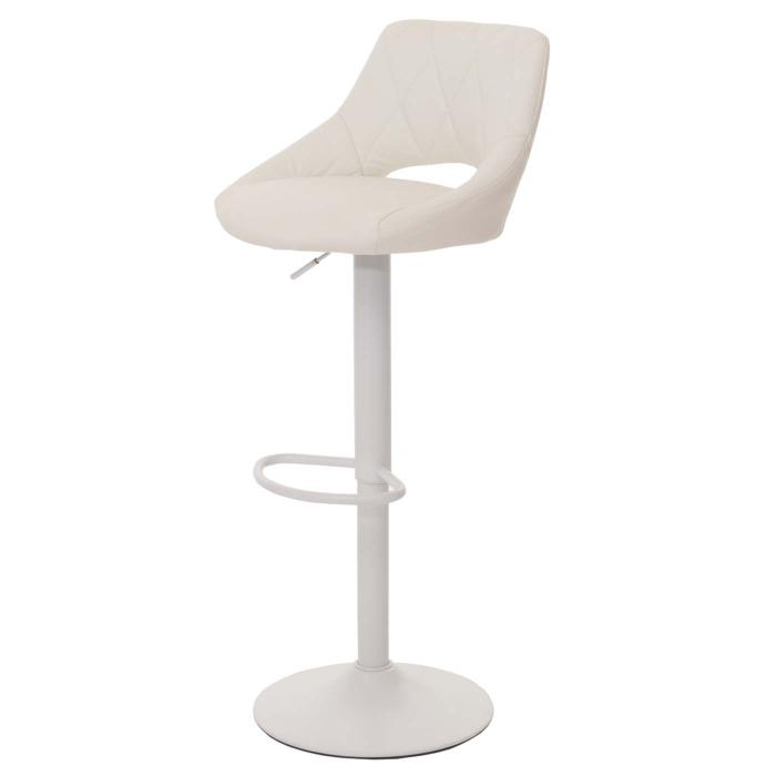 2er-Set Barhocker HWC-N64, Barstuhl Tresenhocker, Fuablage drehbar, Kunstleder Metall ~ wei