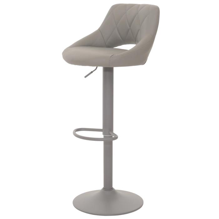 2er-Set Barhocker HWC-N64, Barstuhl Tresenhocker, Fuablage drehbar, Kunstleder Metall ~ grau