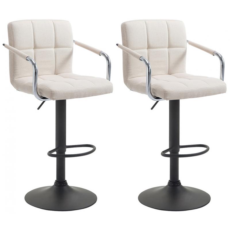 2er Set Barhocker HLO-CP35 V2 Stoff schwarz ~ beige